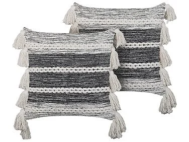 Sett med 2 pynteputer ROCHEA 45 x 45 cm Bomull Svart Stripete mønster v:3806693
