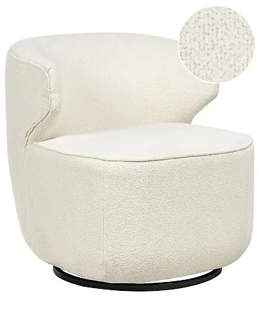 Svingbar lenestol MOLLEBY Bouclé Off white v:5444601