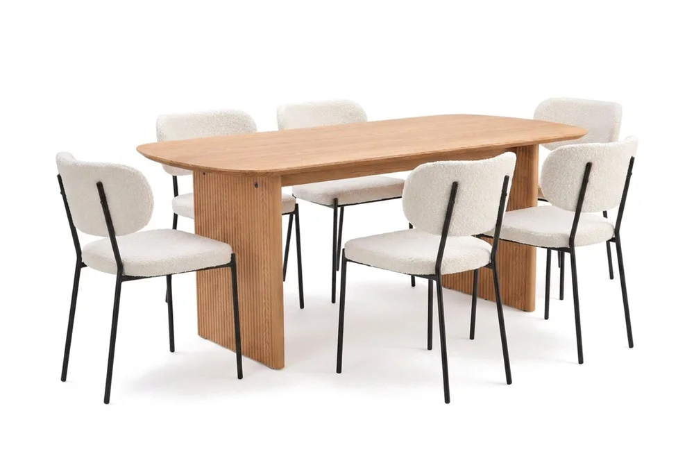 Alma spisegruppe rektangulær 180 cm eik med 6 Gemmiano spisestoler v:8326462 Alma spisegruppe rektangulær 180 cm eik med 6 Gemmiano spisestoler v:8326462