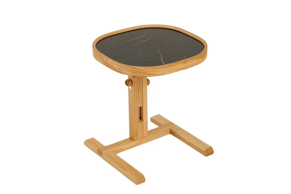 Sidebord Wallxpert Opus Kare (42 x 43 x 42 cm) Eik Svart Marmor v:4213653