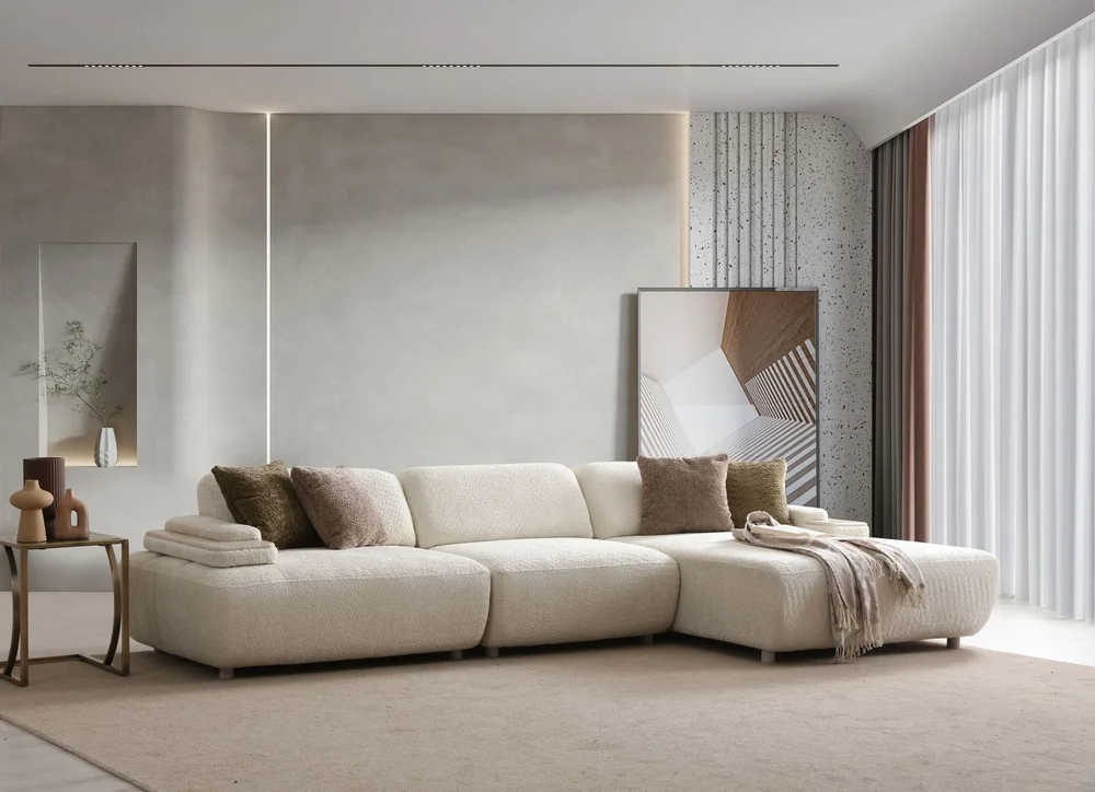 Bonavista 4-seters sofa med sjeselong høyre Bouclé v:3883133 Bonavista 4-seters sofa med sjeselong høyre Bouclé v:3883133