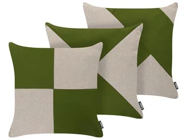 Sett med 3 utendørsputer ALETRIS Rutete mønster 45 x 45 cm Beige/grønn v:2434987 Sett med 3 utendørsputer ALETRIS Rutete mønster 45 x 45 cm Beige/grønn v:2434987