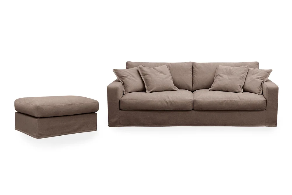 Valencia Extra Dyp 3-seters sofa + fotskammel med avtakbart og vaskbart trekk v:3204163 Valencia Extra Dyp 3-seters sofa + fotskammel med avtakbart og vaskbart trekk v:3204163