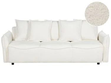 Sovesofa 3-seter KRAMA Med oppbevaring Bouclé Hvit v:2933698