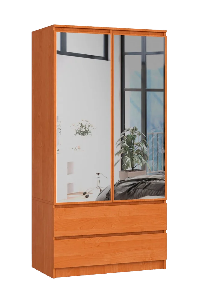 Akord Garderobe med 2 dører, 2 skuffer og 2 speil – Brun m v:3369407 Akord Garderobe med 2 dører, 2 skuffer og 2 speil – Brun m v:3369407