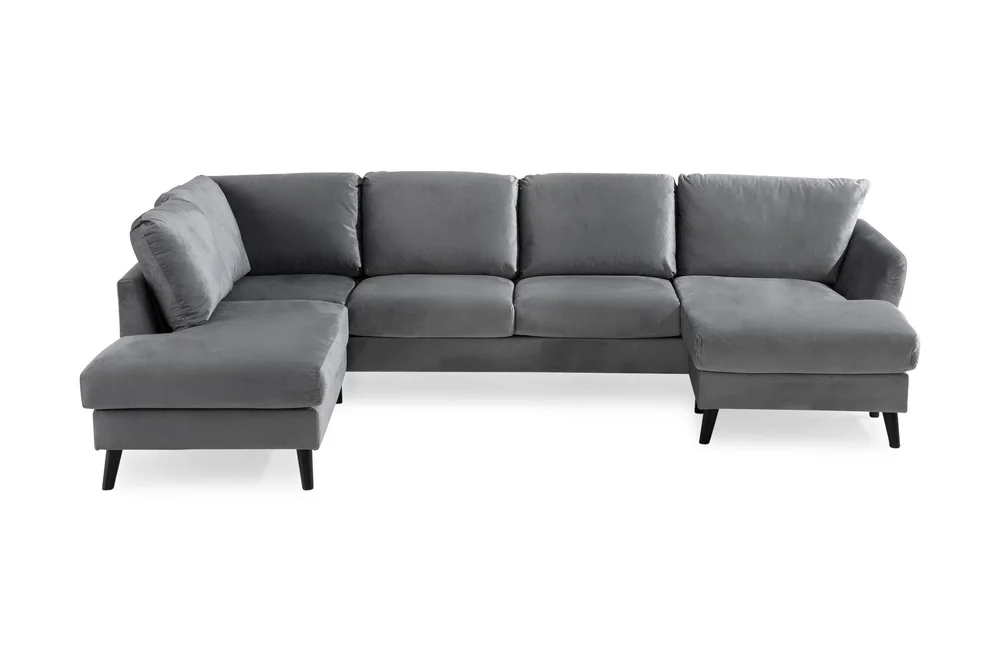 Trend 4-seters Venstrevendt U-formet Sofa med Divan og Sjeselong i Fløyel v:3576011 Trend 4-seters Venstrevendt U-formet Sofa med Divan og Sjeselong i Fløyel v:3576011