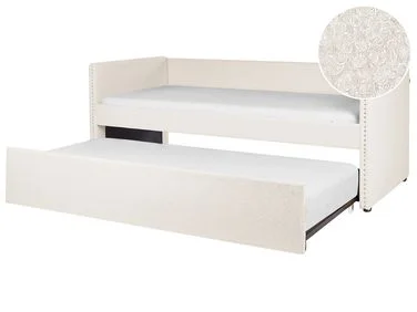 Uttrekksseng Bouclé TROYES 90 x 200 cm Lys beige v:9499166 Uttrekksseng Bouclé TROYES 90 x 200 cm Lys beige v:9499166