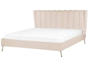 Seng Fløyel MIRIBEL 180 x 200 cm Beige v:9571914 Seng Fløyel MIRIBEL 180 x 200 cm Beige v:9571914