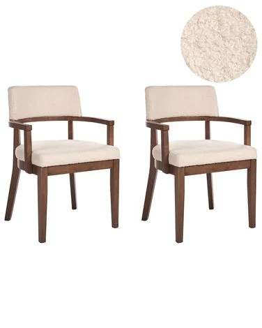 Sett med 2 spisestoler DALBO Bouclé Brun/lys beige v:5438952