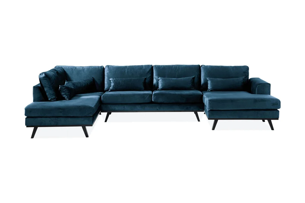Copenhagen 5-seters Venstrevendt U-formet Sofa med Divan og Sjeselong i Fløyel v:3797869 Copenhagen 5-seters Venstrevendt U-formet Sofa med Divan og Sjeselong i Fløyel v:3797869