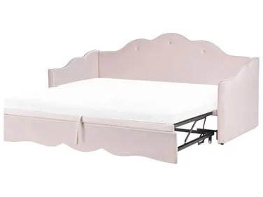 Uttrekksseng Fløyel LORETTE 90 x 200 cm Pastellrosa v:8456908