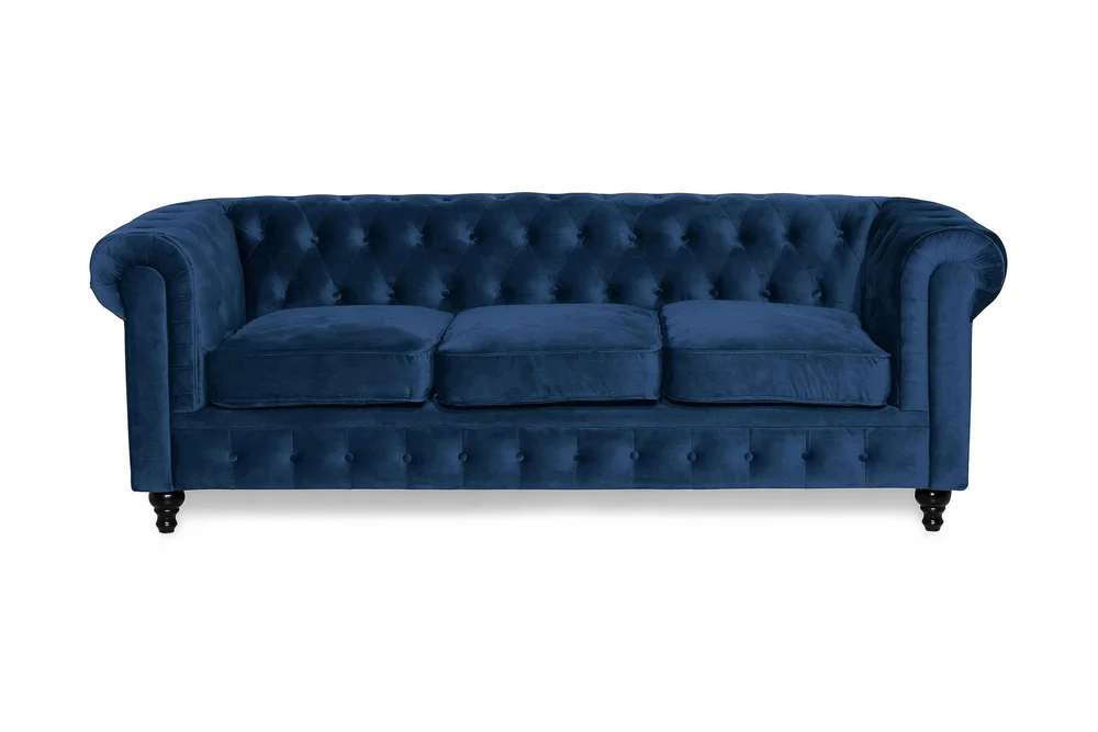 Chesterfield Lyx 3-seter Fløyelssofa – Dyp sofa v:1118563