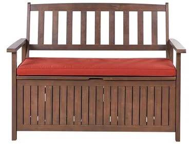 Hagebenk med pute SOVANA 120 cm Med oppbevaring Akasietre Rød v:7990351