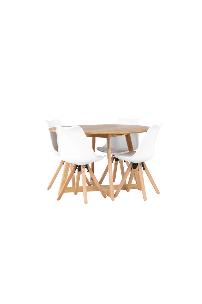 Spisegruppe Yadikon med 4 stk stoler Zeno - Hvit m v:6020745