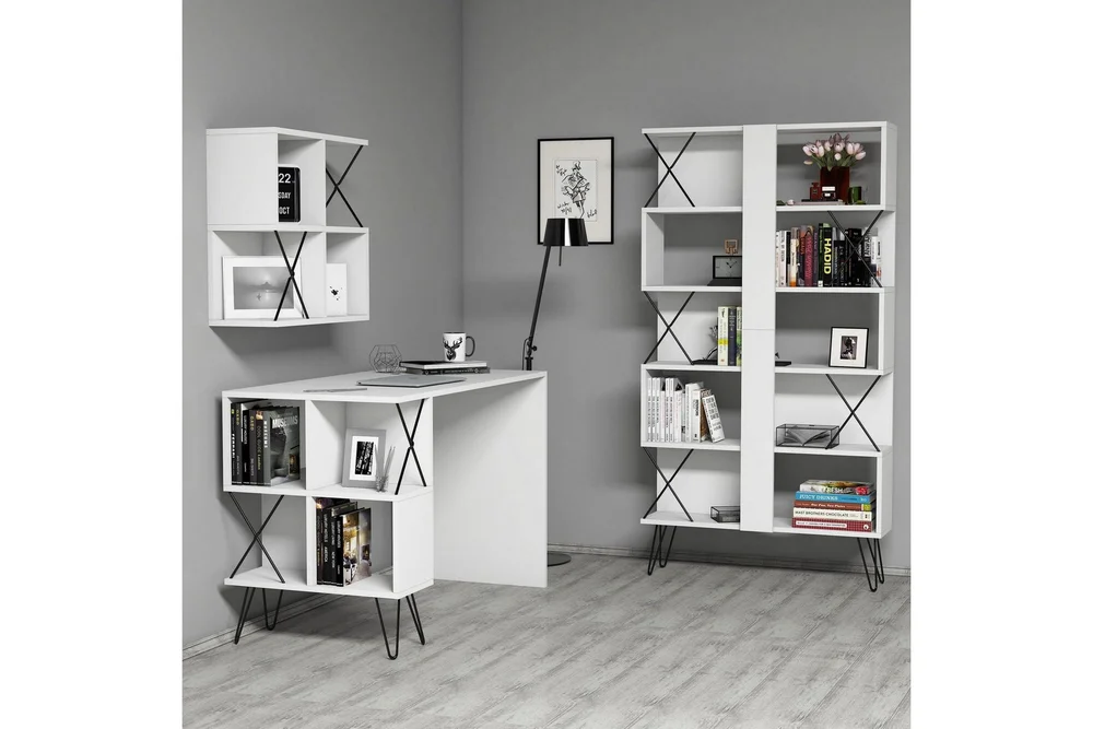 Hovdane Skrivebord 120 cm med Oppbevaring + 2 Bokhyller v:5697557