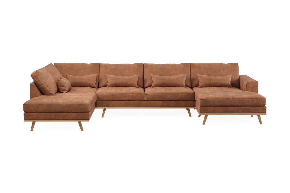 Copenhagen 5-seters Venstrevendt U-formet Sofa med Divan og Sjeselong i Kunstlær v:4251517 Copenhagen 5-seters Venstrevendt U-formet Sofa med Divan og Sjeselong i Kunstlær v:4251517