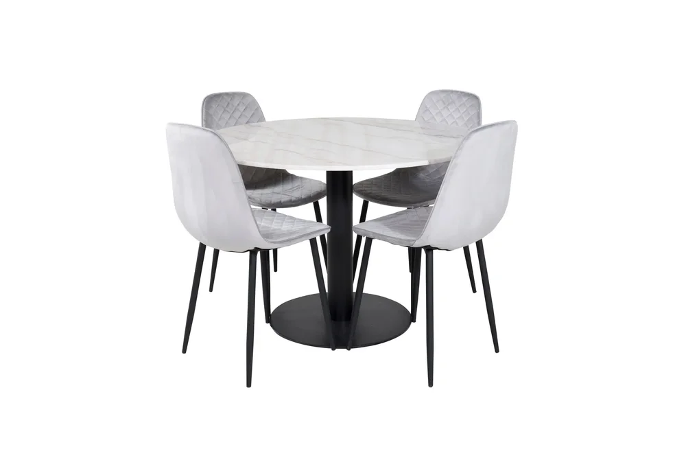 Estelle Spisegruppe 106 cm Rund med 4 Polar Stoler v:3197566