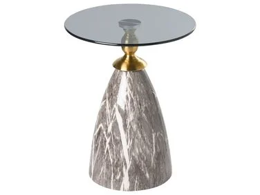 Sidebord CADY Herdet glass Svart marmor v:6839242