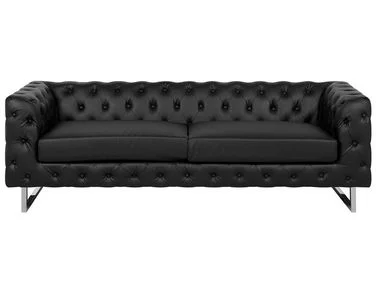 Sofa 3-seter VISSLAND Kunstskinn Svart v:2302399