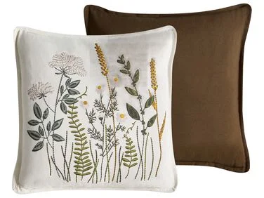 Sett med 2 pynteputer KNEMA 45 x 45 cm Bomull Hvit Blomstermønster v:6441339 Sett med 2 pynteputer KNEMA 45 x 45 cm Bomull Hvit Blomstermønster v:6441339