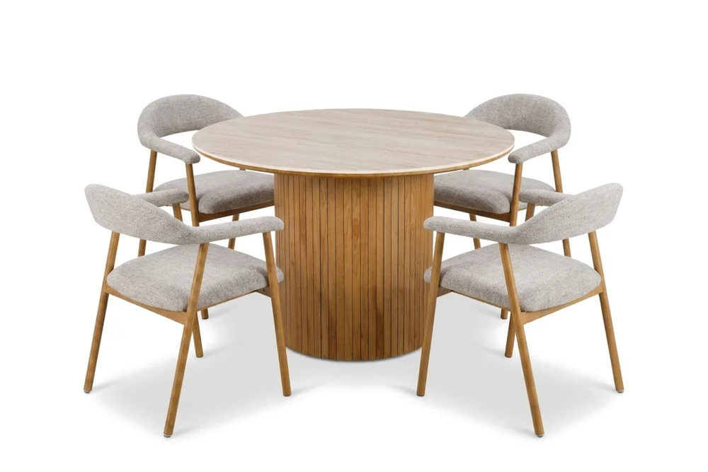 Arvo Spisegruppe rund 120 cm Eik med 4 Ronja Spisestoler v:8043317 Arvo Spisegruppe rund 120 cm Eik med 4 Ronja Spisestoler v:8043317