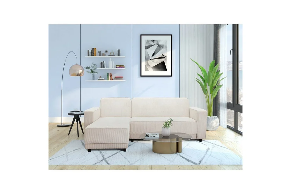 Sovesofa Allie Krem, Cordoroy, 82x229x154 cm v:9708997