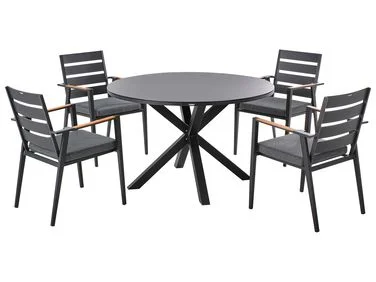 Spisegruppe til uteplassen 4-seters MALETTO/TAVIANO med puter Metall Svart v:7534971 Spisegruppe til uteplassen 4-seters MALETTO/TAVIANO med puter Metall Svart v:7534971