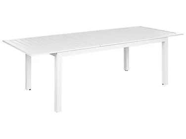 Uttrekkbart spisebord til hagen SKALOMA 180/240 cm 90 cm Metall Hvit v:5039698