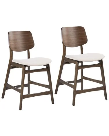 Sett med 2 barstoler MAYER Heltre Off-White/brun v:3537043 Sett med 2 barstoler MAYER Heltre Off-White/brun v:3537043