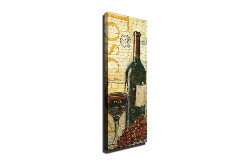 Lerretsbilde 30x80 cm - Vinflaske med glass og druer v:5284544