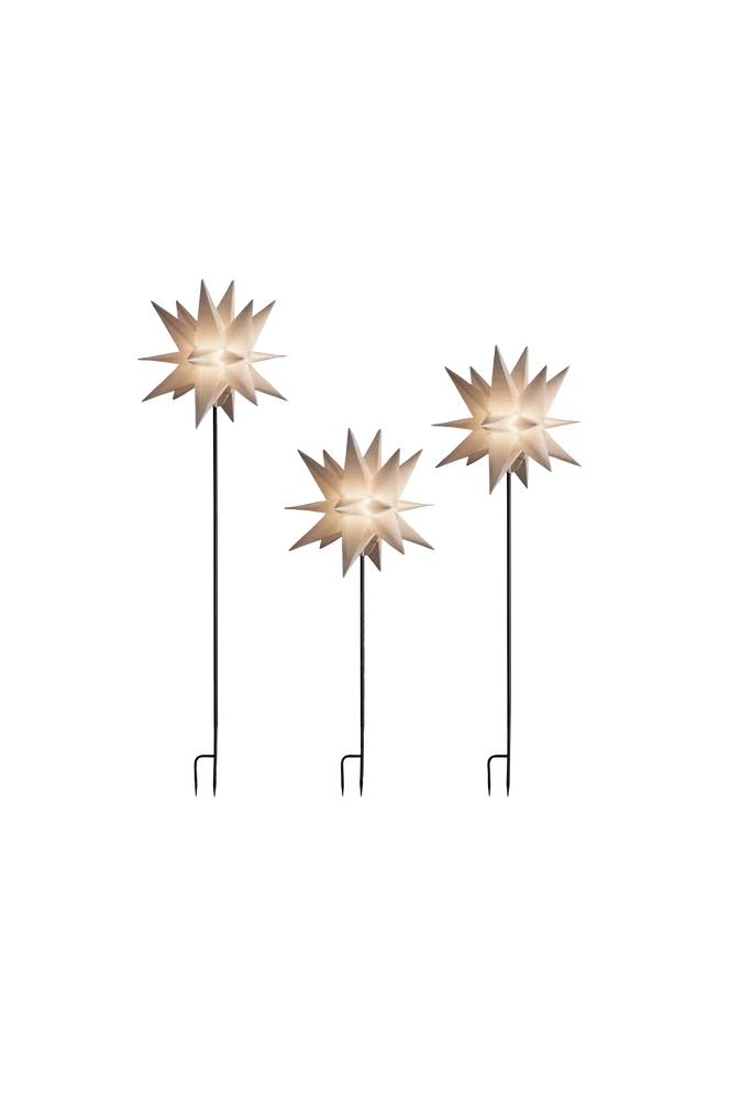 3-D Plaststjerne LED 3 stk sett – Hvit – Belysning | m v:7183789