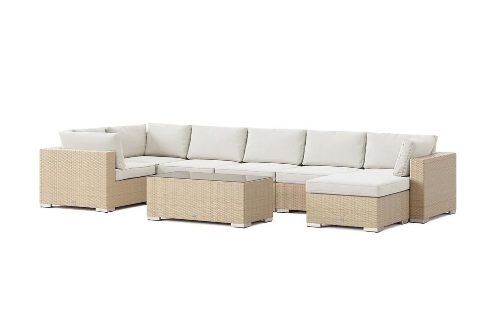 Bahamas U-formet utendørs loungegruppe 7-seters med vendbar divan og bord v:5087245 Bahamas U-formet utendørs loungegruppe 7-seters med vendbar divan og bord v:5087245