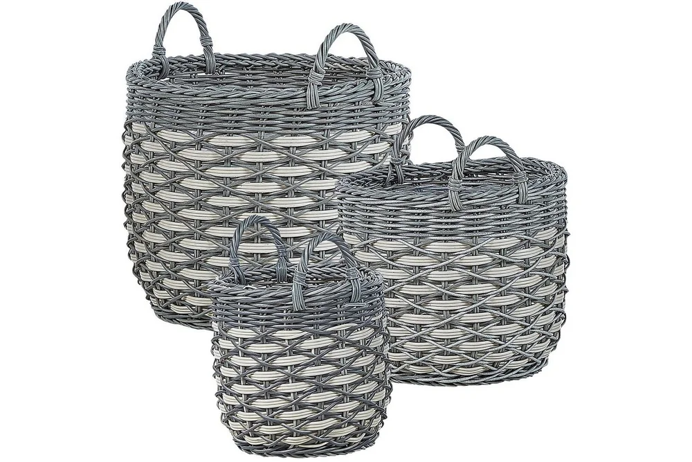 Trädgårdskruka Beliani Gefira set om 3 Grey||White v:1223613 Trädgårdskruka Beliani Gefira set om 3 Grey||White v:1223613