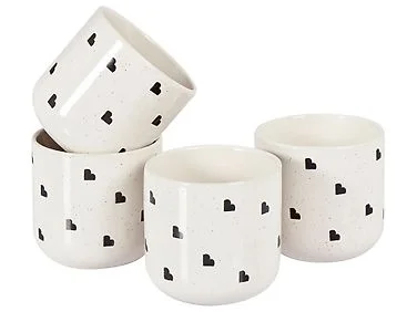 Sett med 4 krus ANNISE Steintøy Off white v:3088308