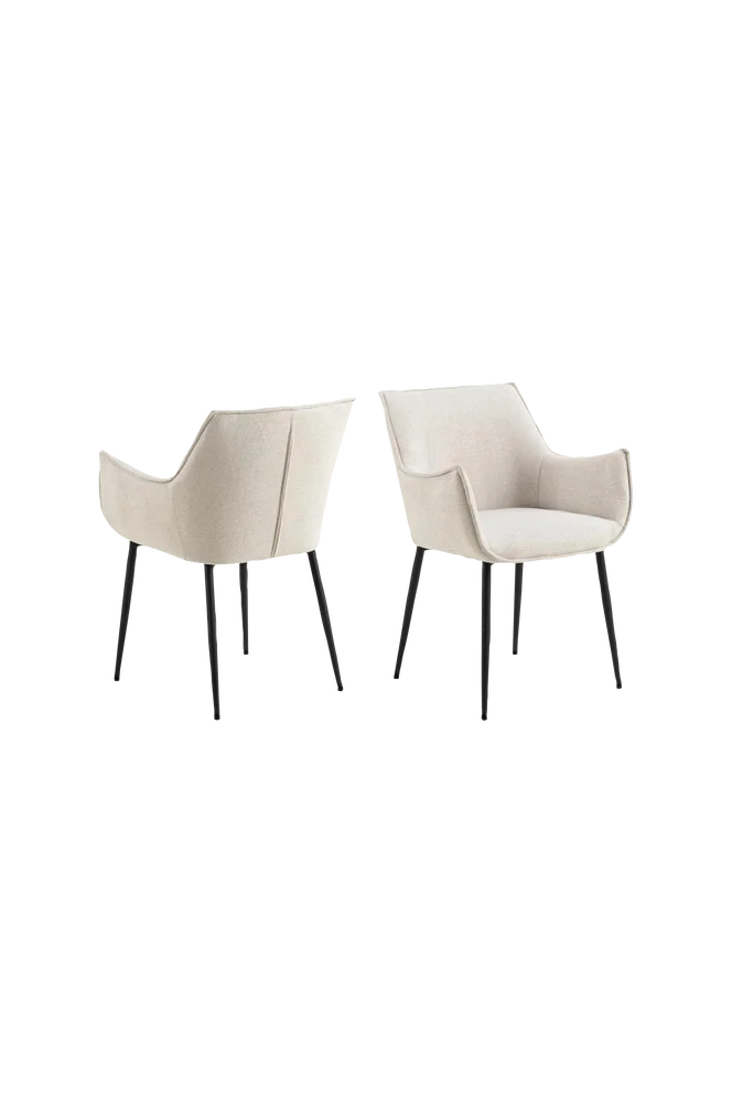 Bonita spisestol med armlener, 2-pakning – Beige m v:5603618 Bonita spisestol med armlener, 2-pakning – Beige m v:5603618