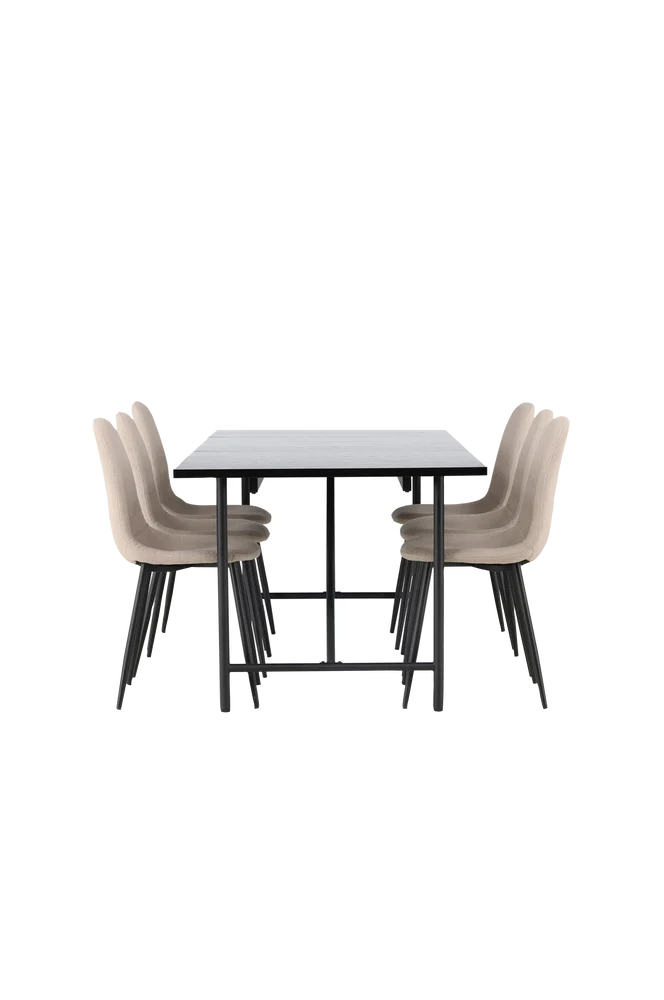 Spisegruppe Astrid med 6 stk stoler Polar – Beige m v:709699 Spisegruppe Astrid med 6 stk stoler Polar – Beige m v:709699