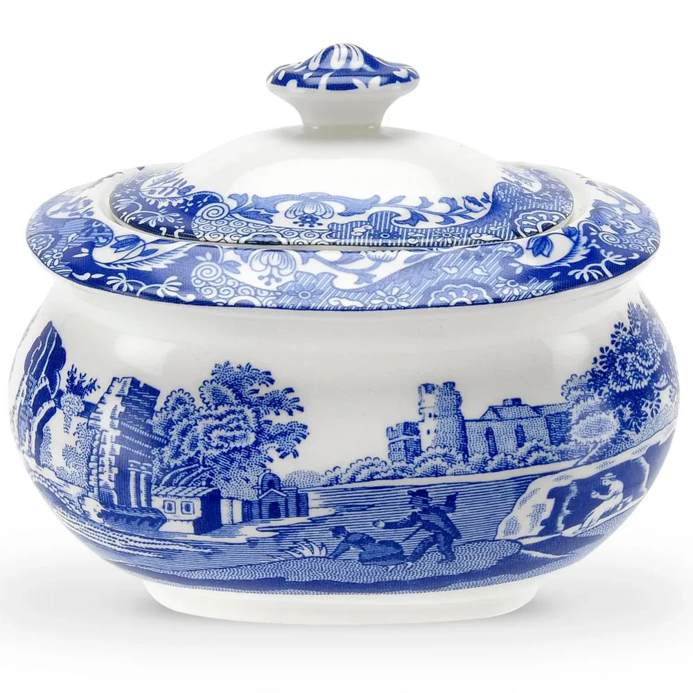Blue Italian sukkerskål med lokk v:8681352
