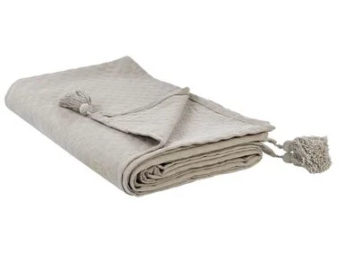 Sengeteppe LINDULA Bomull 200 x 220 cm Gråbrun v:9176490