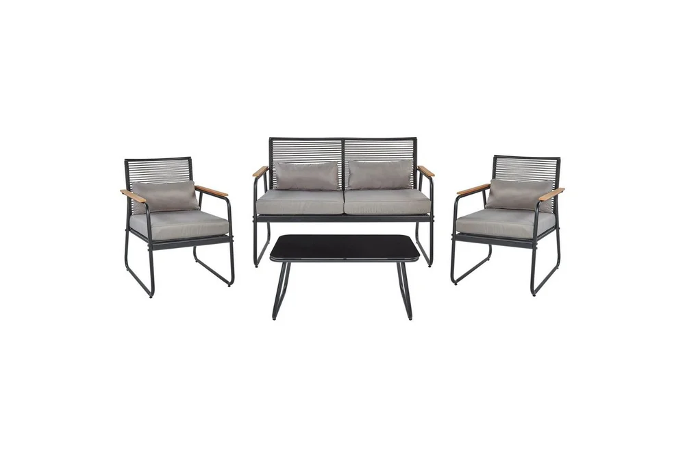 Loungegrupp Beliani Pomonte Svart/Grå Black||Grey v:8249862