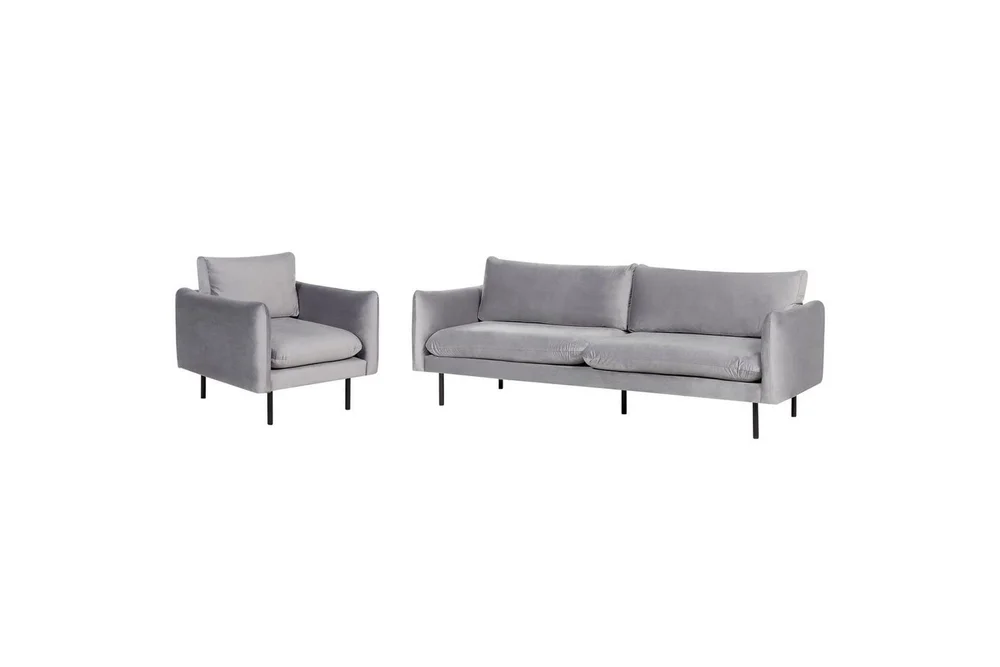 Soffgrupp Beliani Vinterbro Beige/svart, Sammet Dark grey||Black v:5672512
