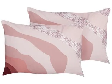 Sett med 2 utendørsputer CAMPEI Abstrakt mønster 40 x 60 cm Rosa v:8436939