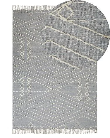 Teppe KHENIFRA Lysegrå 140 x 200 cm Bomull v:7073379