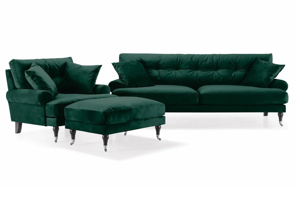 Andrew Sofagruppe 3-seter Sofa + Lenestol + Fotskammel i Fløyel v:2917476