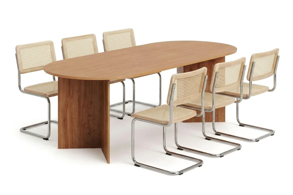 Vera spisegruppe rektangulær 220 cm eik med 6 Build spisestoler v:8272388