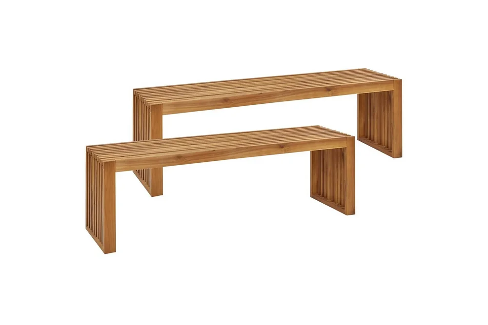 Set med 2 trädgårdsbänkar Beliani Sulzano Light wood v:4876285 Set med 2 trädgårdsbänkar Beliani Sulzano Light wood v:4876285