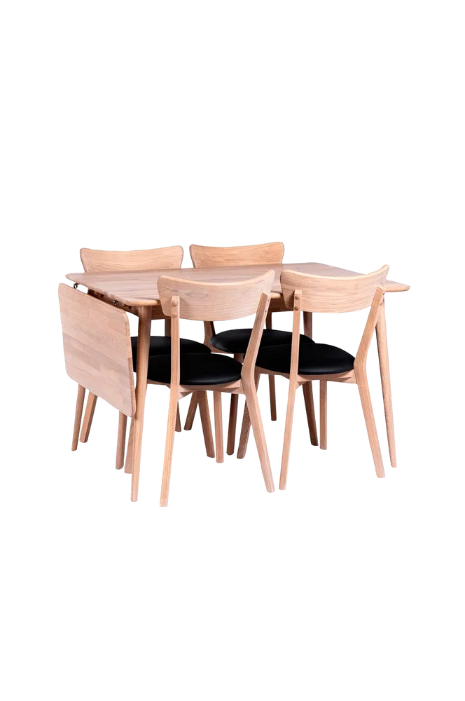 Odense With Chairs -bord med nedfellbar plate og 4 Eksjö-stoler – Hvit m v:1357371 Odense With Chairs -bord med nedfellbar plate og 4 Eksjö-stoler – Hvit m v:1357371