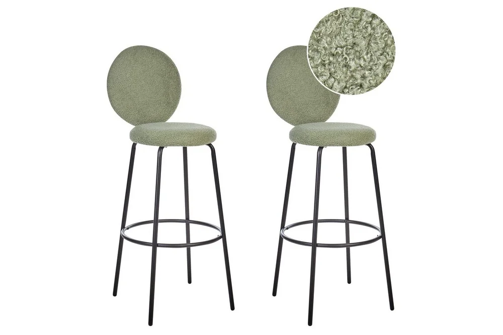 Barstol Beliani Emery set om 2 Beige-Svart Light green v:4144787
