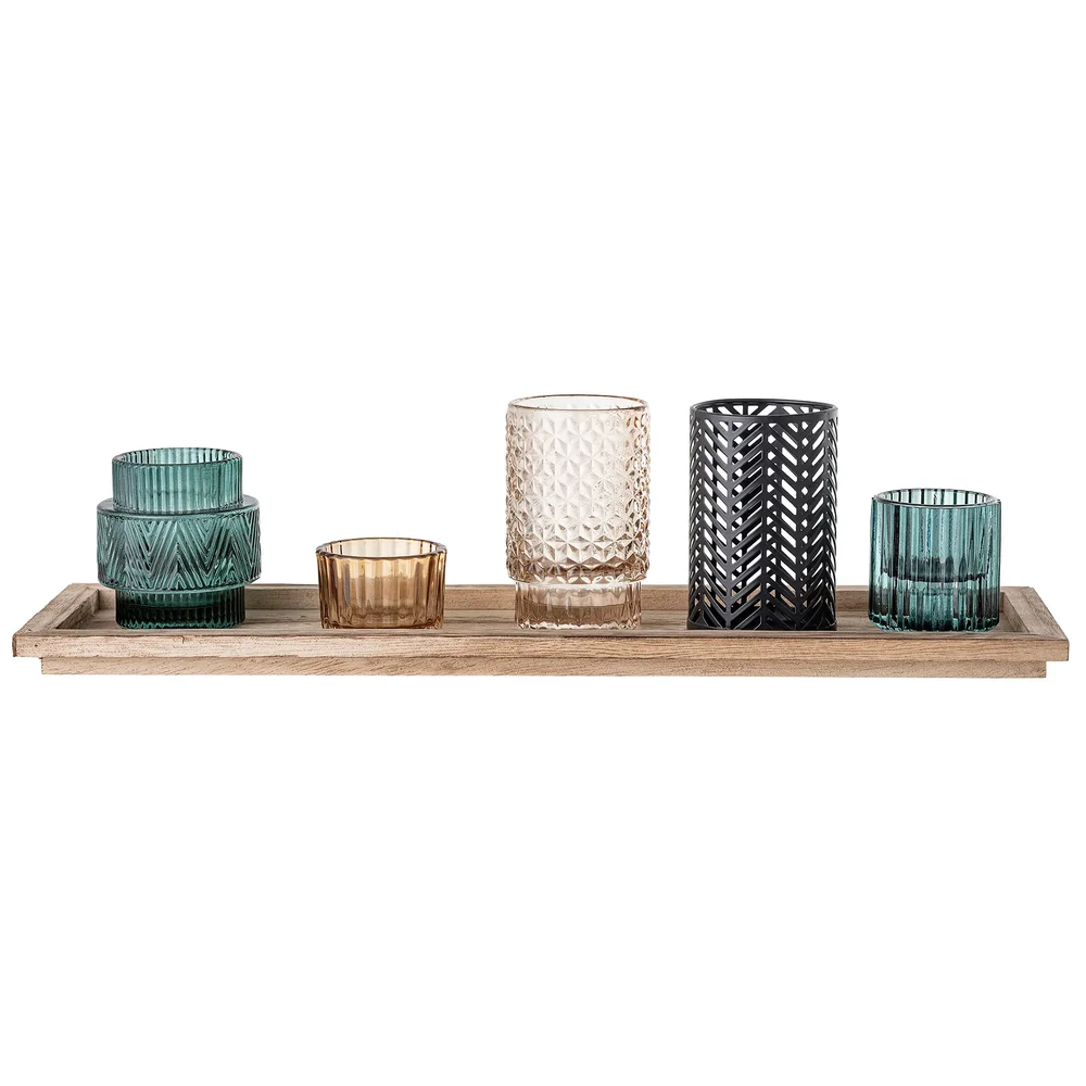 Bloomingville lysholdere med trebrett i 6 deler v:826733 Bloomingville lysholdere med trebrett i 6 deler v:826733
