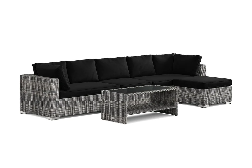 Bahamas utendørs divansofa 6-seters med vendbar divan og bord med hylle v:4419553 Bahamas utendørs divansofa 6-seters med vendbar divan og bord med hylle v:4419553