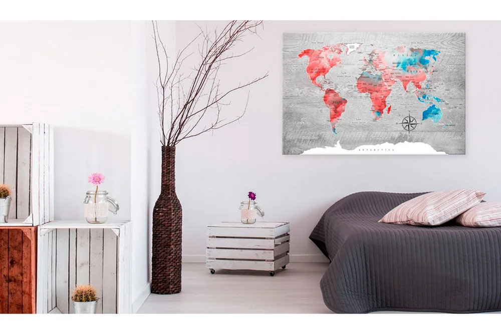 Tavle World Map: Red Roam 90X60 v:3103151